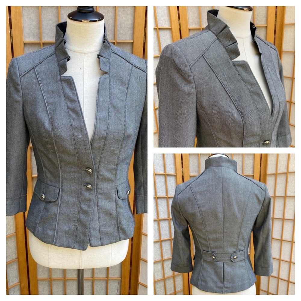 WHBM Cropped Fitted Blazer SZ 2